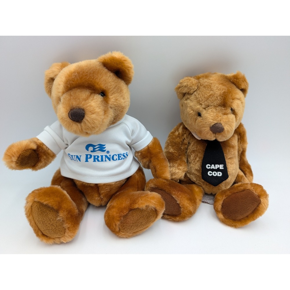 Velvets by Greek Teddy Bear Lot Brown Sun Princess Cruise Cape Cod Tie Plush